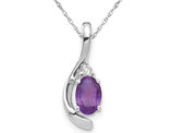 2/5 Carat (ctw) Amethyst Solitaire Pendant Necklace in 14K White Gold with Chain